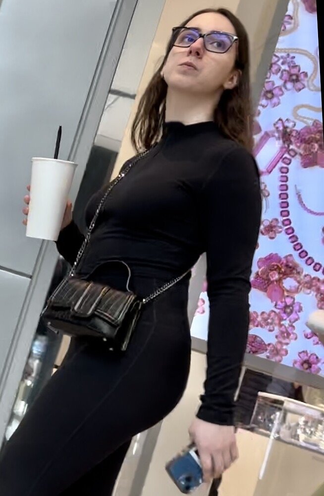 Brunette with glasses in leggings at the sports store #piVjhSZv